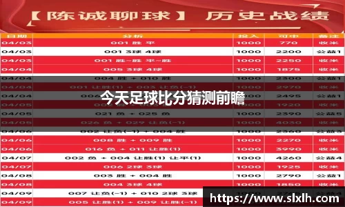今天足球比分猜测前瞻